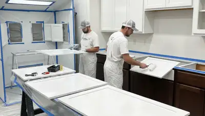 Professional cabinet painting in Champaign, IL showcasing freshly painted kitchen cabinets