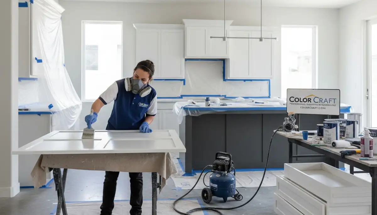 Professional kitchen cabinet painting in Champaign, IL by expert house painters