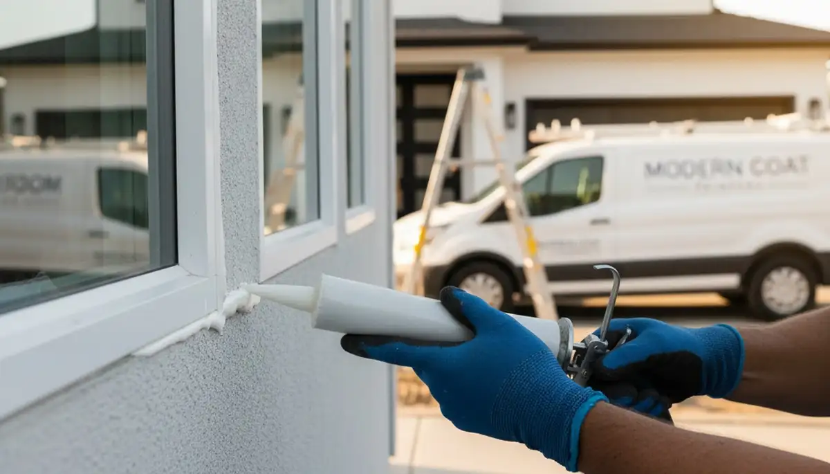 Professional caulking and sealing on home exterior in Champaign, IL for weather protection
