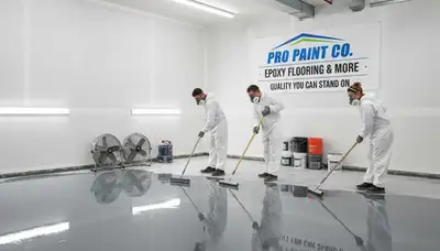 Professional epoxy garage floor coating by house painters in Champaign, IL