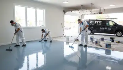 Epoxy garage floor coating in Champaign IL by professional house painters for durable, moisture-resistant finish