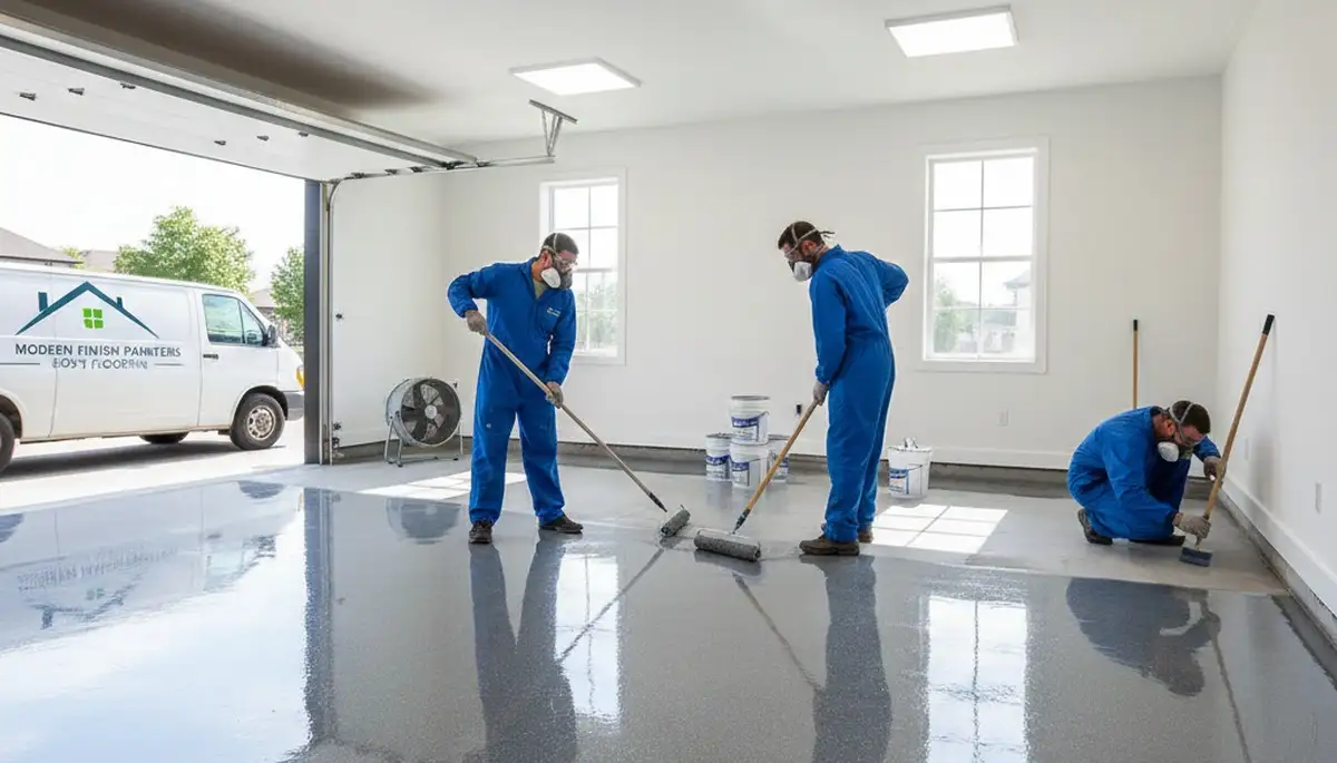 Epoxy garage floor coating in Champaign IL by professional painters for durable, moisture-resistant finish