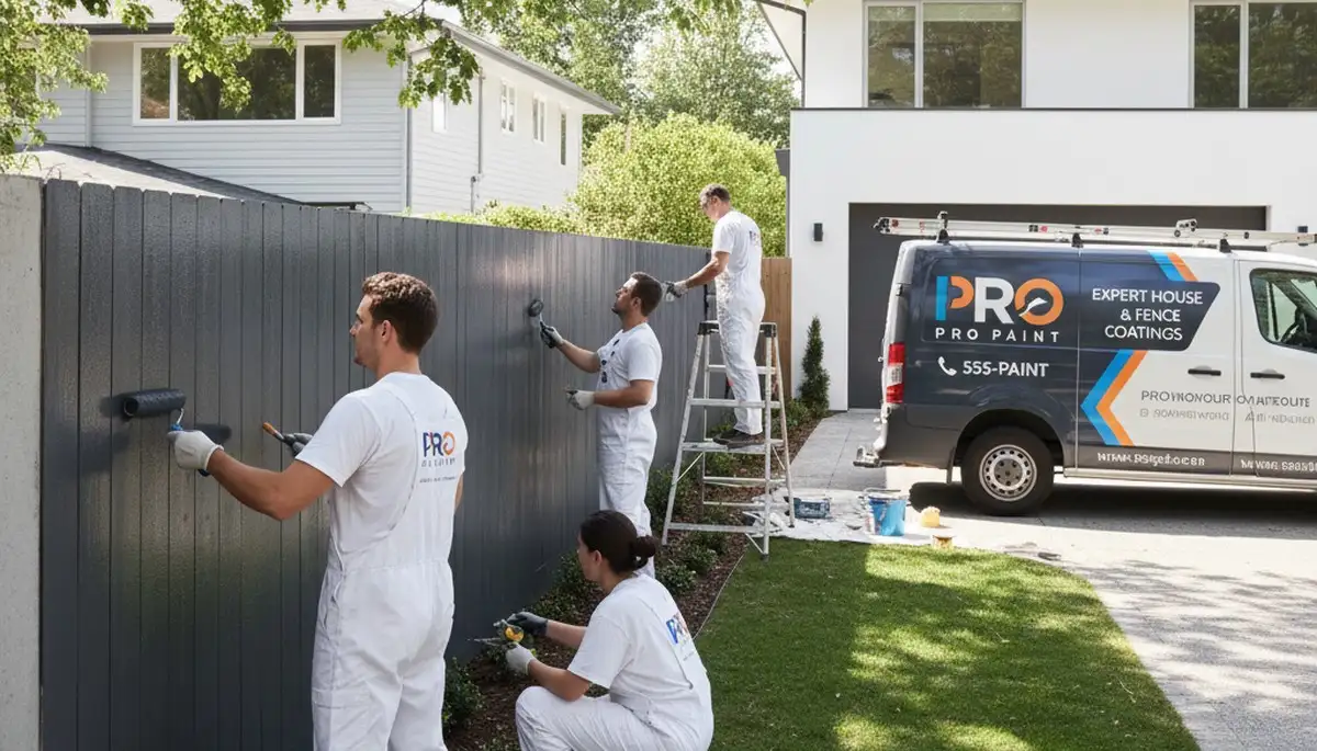 Professional fence painting service in Champaign, IL with durable weather-resistant wood finish