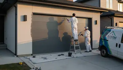 Professional garage door painting service for homes in Champaign, IL enhancing curb appeal