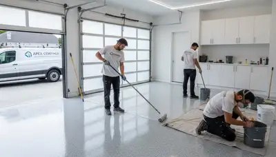 Professional garage floor epoxy coating in Champaign IL for durable, polished concrete protection