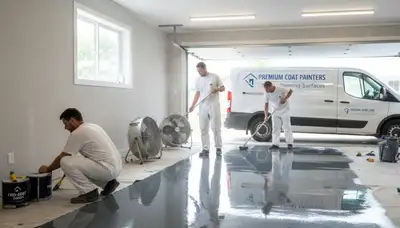 Professional garage floor epoxy coating in Champaign IL protecting concrete from Midwest winters