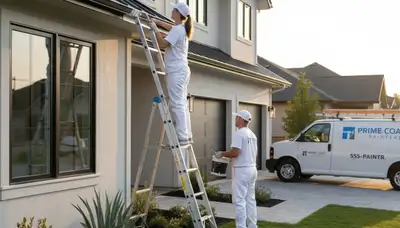 Professional gutter painting on home exterior in Champaign, IL by expert house painters