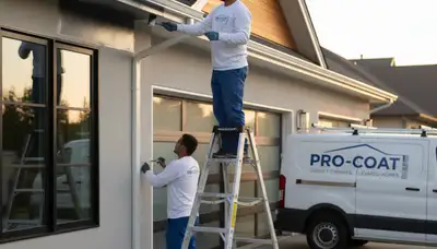 Professional gutter painting on a Champaign IL home by expert house painters
