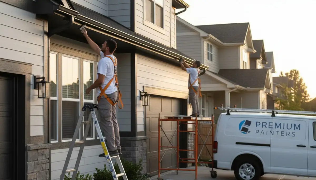 Professional gutter painting by house painters in Champaign, IL enhancing home exterior durability