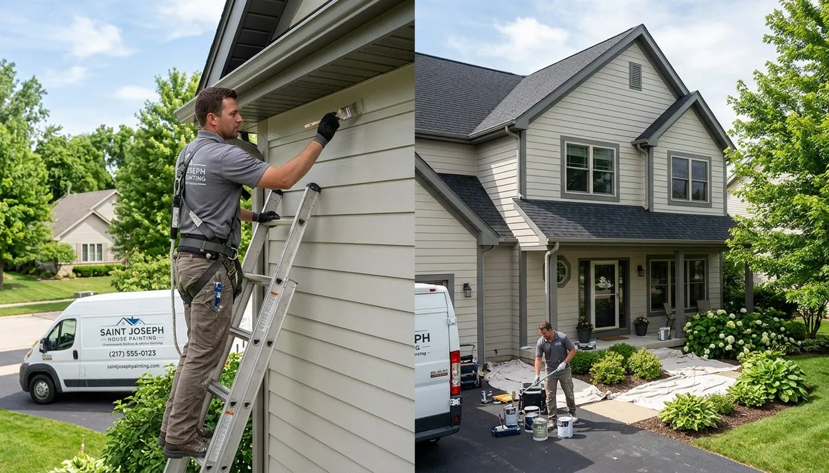 Professional house painters in Champaign IL painting residential exterior siding