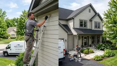 Professional house painters in Champaign IL painting residential exterior siding