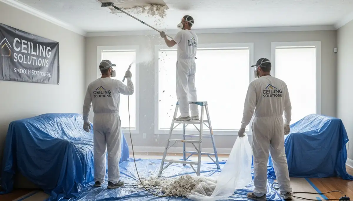 Professional popcorn ceiling removal service in Champaign, IL home by expert painters