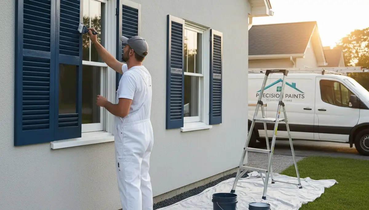 Professional shutter painting service on a Champaign, IL home exterior for lasting curb appeal