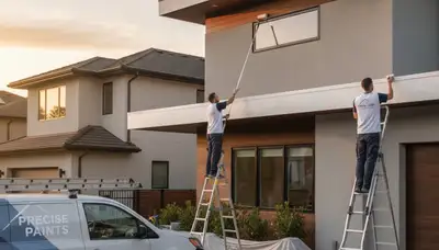 Professional trim and fascia painting on a Champaign IL home by expert local painters