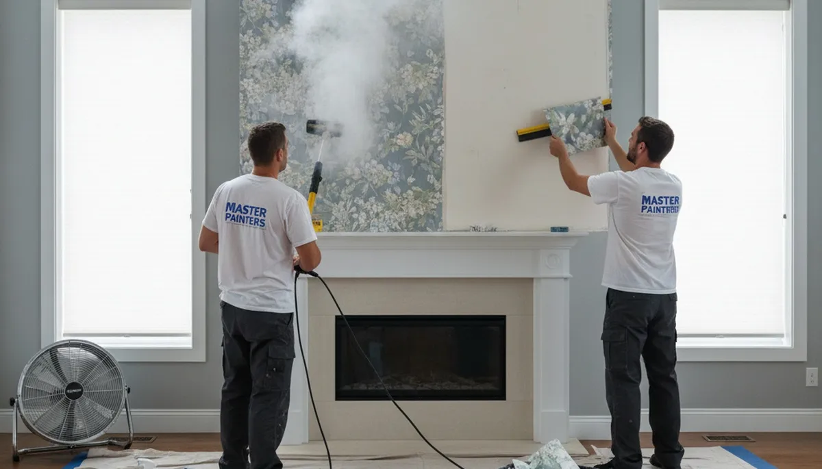 Professional wallpaper removal by expert house painters in Champaign, IL home interior