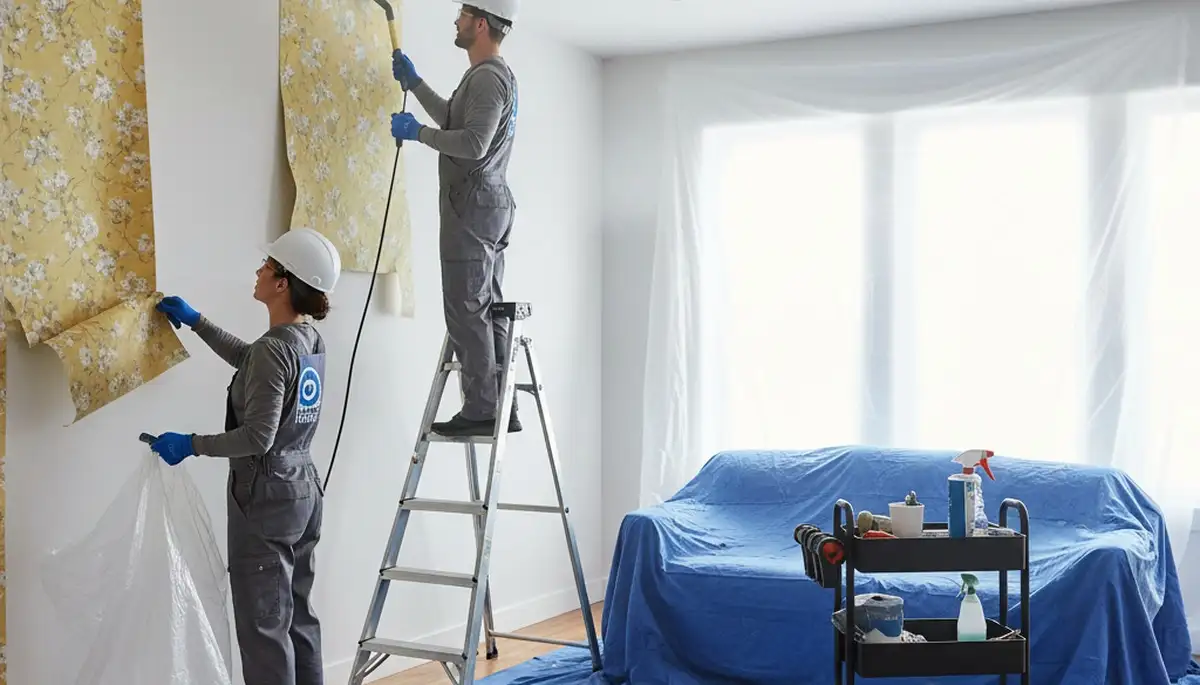 Professional wallpaper removal by house painters in Champaign, IL for smooth, clean interior walls